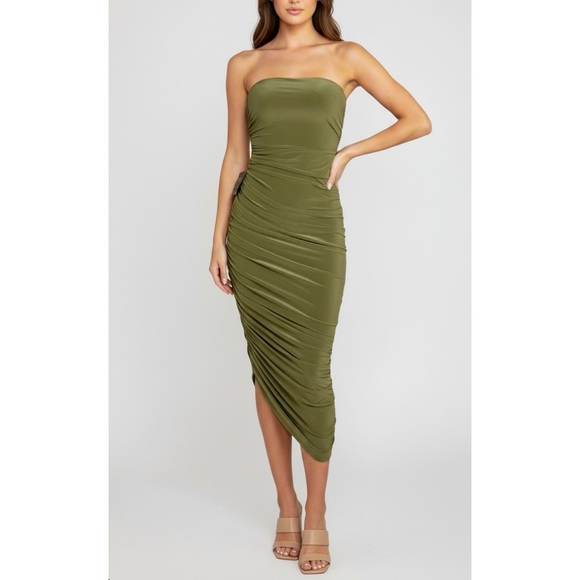 strapless open back dress Amalfi Maternity Dress Blush Pink
